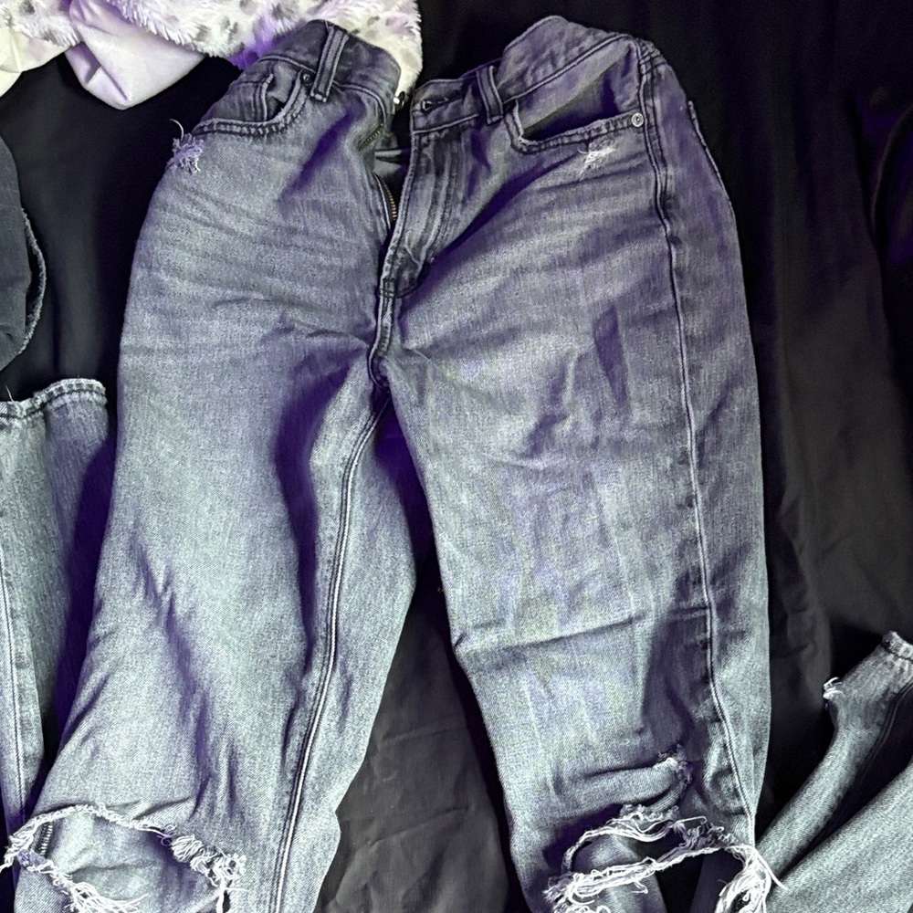 American Eagle Outfitters Ripped Gray Boyfriend Jeans